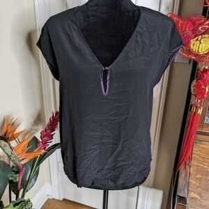 Zadig & Voltaire Black Blouse with Purple Trim